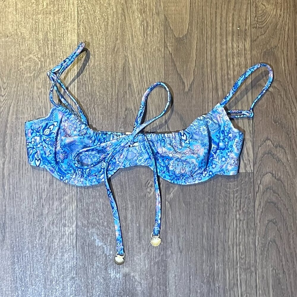 Kulani Kinis Ruched Underwire Bra Bikini Top - Santorini - Extra Small